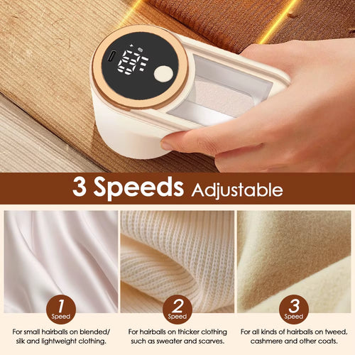  Lint Remover for Clothing 3 Speeds LED Digital Electric Pellet Fluff Remover Rechargeable Fuzz Fabric Shaver Sweater Hair